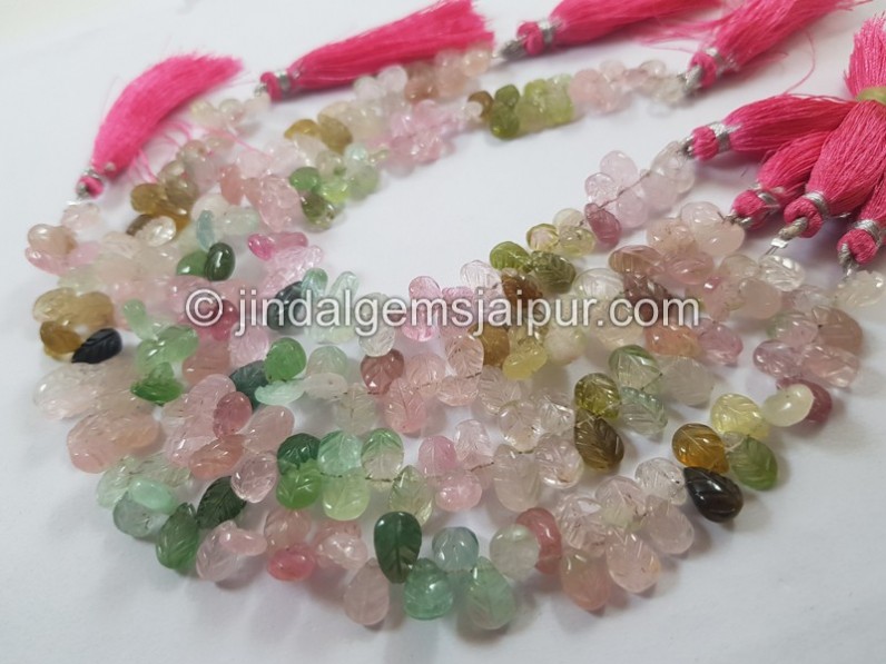 Afghan Tourmaline Carved Pear Beads