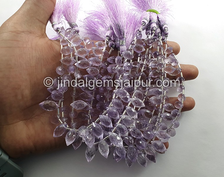 Pink Amethyst Faceted Dew Drops Shape Beads