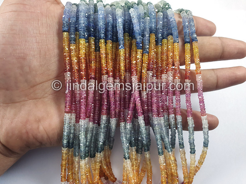 Multi Sapphire Faceted Tyre Shape Beads