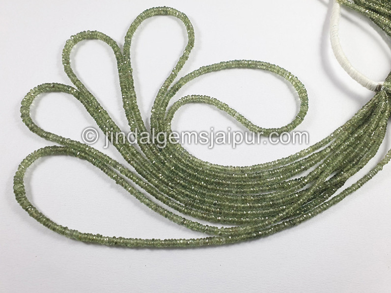 Green Sapphire Faceted Tyre Shape Beads