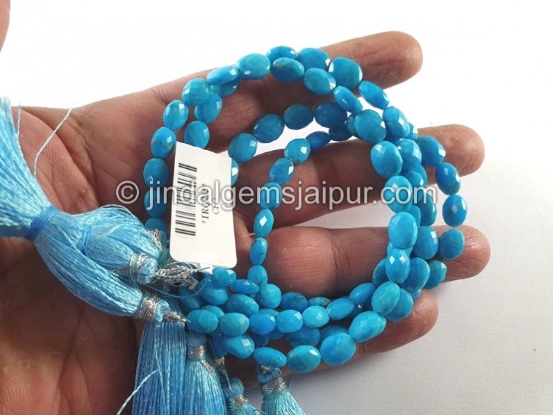 Turquoise Arizona Faceted Oval Shape Beads