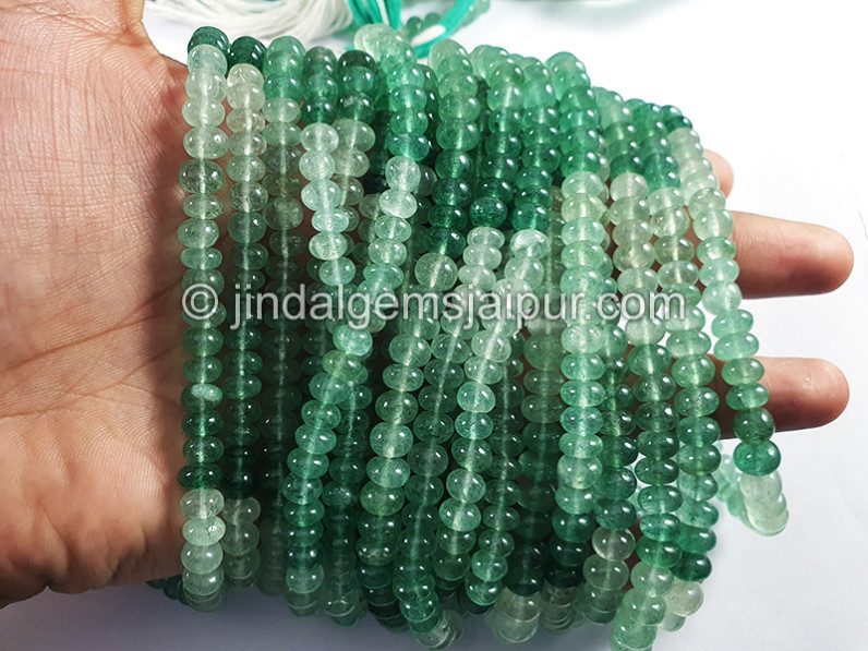 Green Strawberry Quartz Shaded Smooth Roundelle Shape Beads
