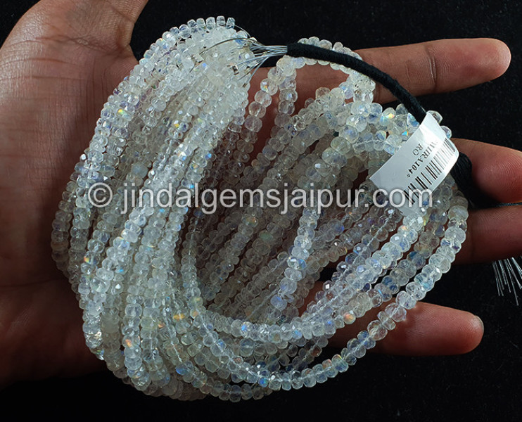 White Rainbow Madagascar Faceted Roundelle Shape Beads