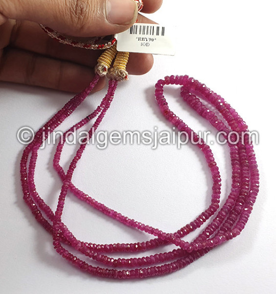 Ruby Mozambique Faceted Roundelle Shape Beads
