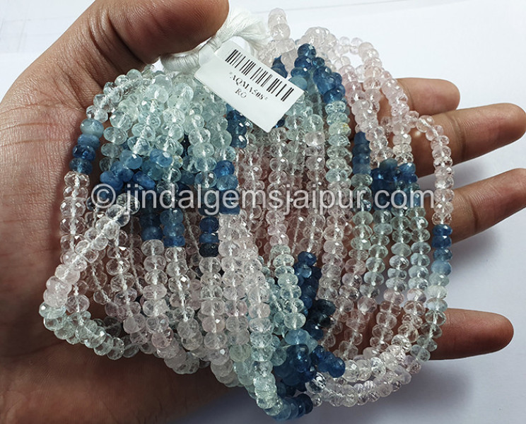 Multi Aquamarine Faceted Roundelle Shape Medium Beads