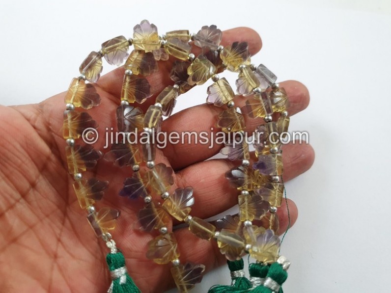 Bi color Fluorite Carved Pentagon Beads