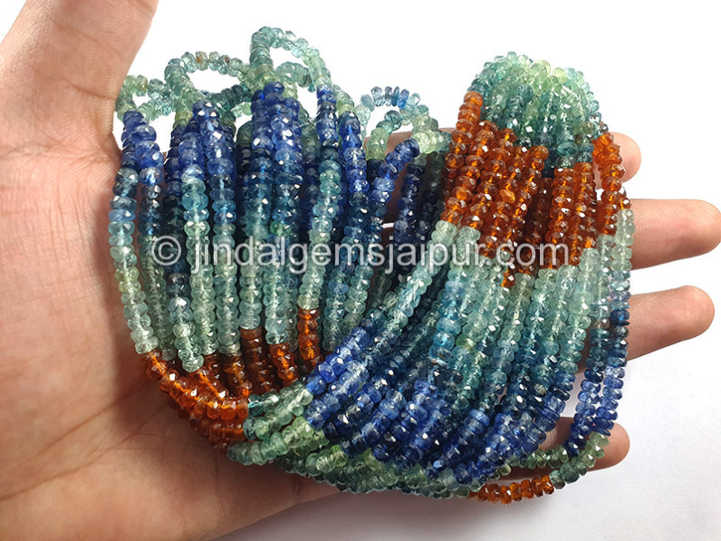 Multi Kyanite Faceted Roundelle Shape Beads