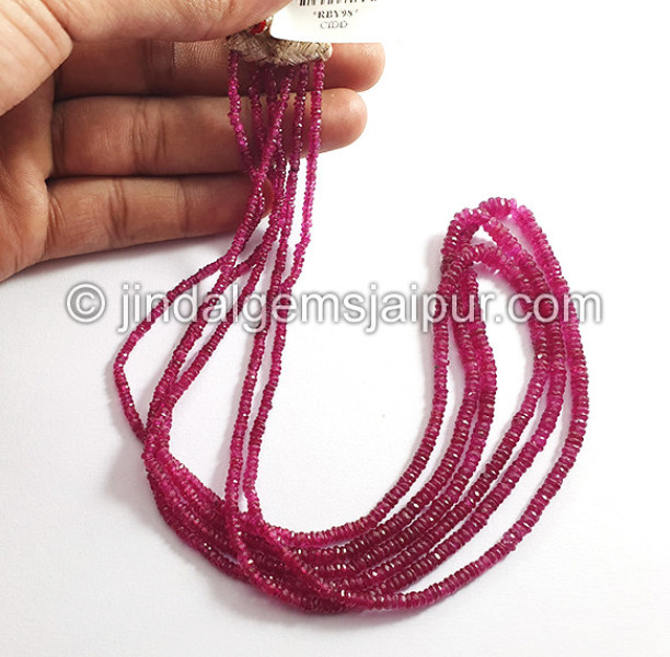Ruby Mozambique Faceted Roundelle Shape Beads