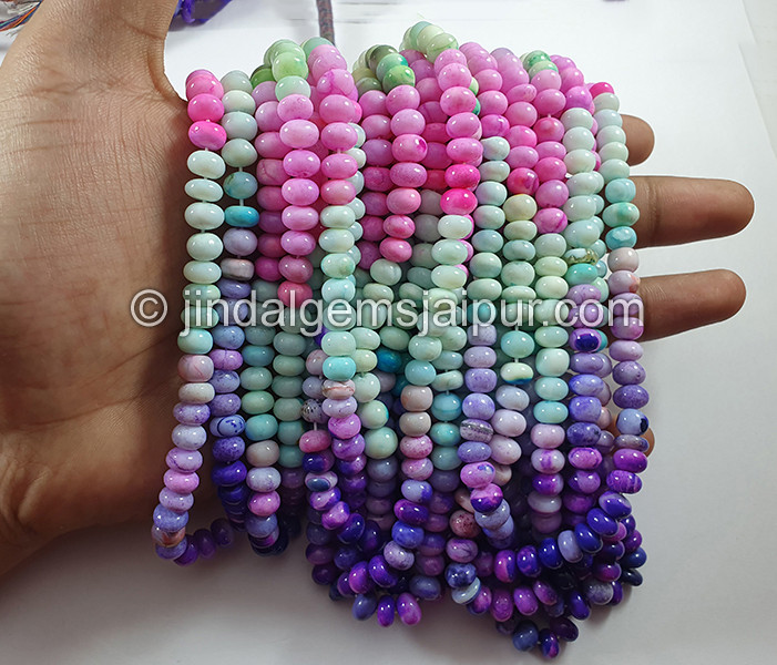 Multi Opal Dyed Smooth Roundelle Shape Beads