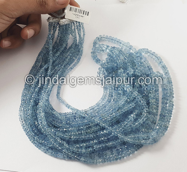 Aquamarine Faceted Roundelle Shape Beads