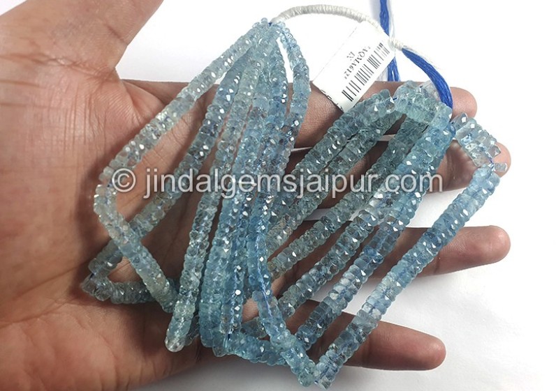 Aquamarine Faceted Tyre Shape Beads