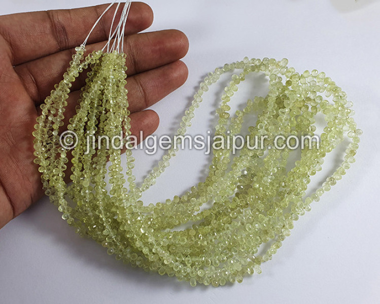 Swamp Green Sapphire Faceted Drops Shape Beads