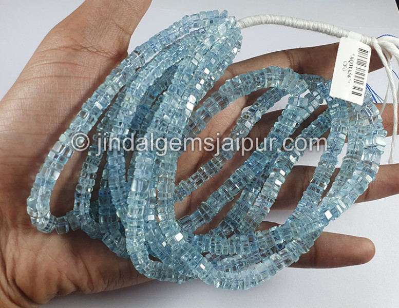 Aquamarine Step Cut Bolt Shape Beads