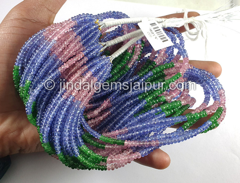 Tanzanite Spinel Tsavorite Smooth Roundelle Shape Beads