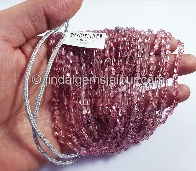 Rubellite Light Faceted Oval Shape Beads