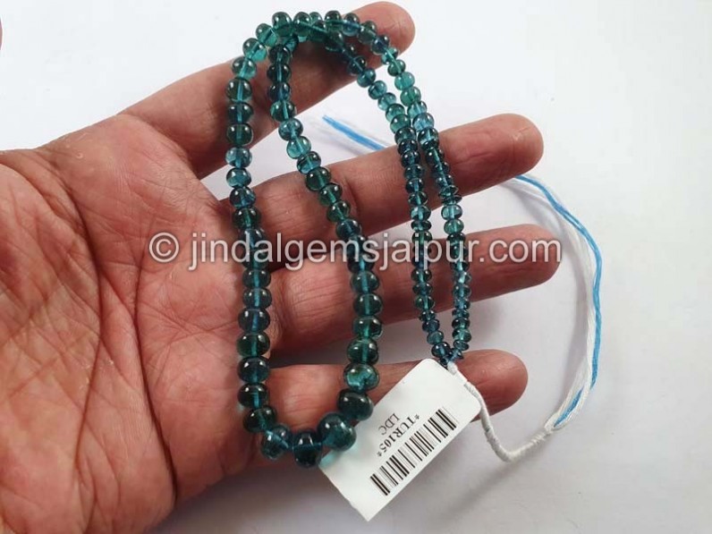 Blue Tourmaline Smooth Roundelle Beads