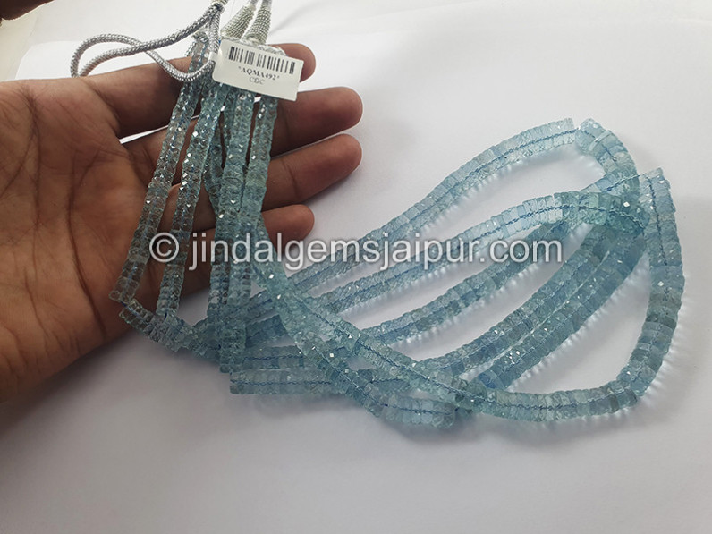 Aquamarine Faceted Tyre Shape Beads