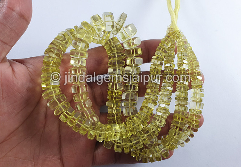 Lemon Quartz Step Cut Bolt Shape Beads
