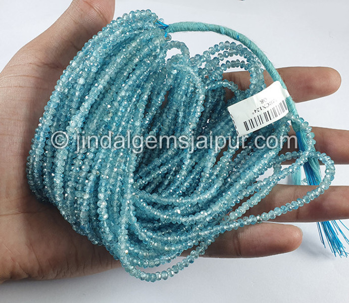 Blue Zircon Faceted Roundelle Shape Beads