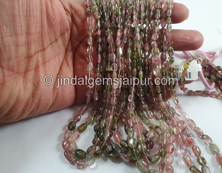 Bi Color Tourmaline Smooth Oval Beads