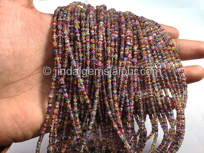 Natural Multi Sapphire Smooth Roundelle Shape Beads