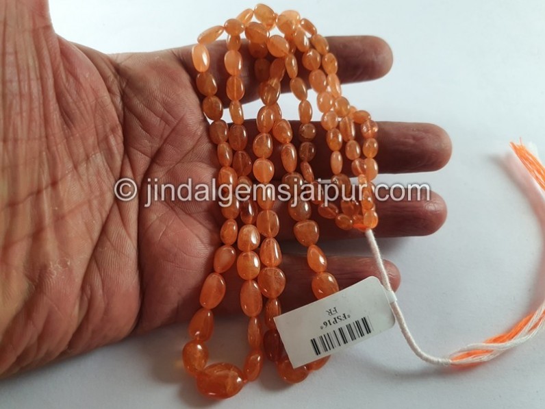 Mandarin Garnet Smooth Oval Beads