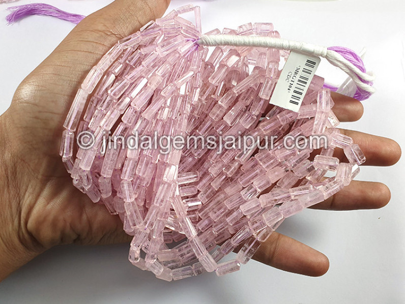 Pink Morganite Step Cut Pipe Shape Beads