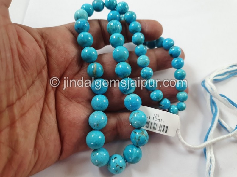 Golden Spiderweb Turquoise Smooth Round Ball Beads