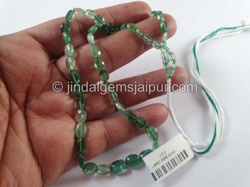Green Tourmaline Shaded Faceted Oval Beads