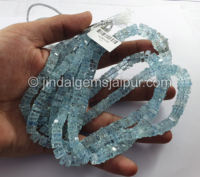 Aquamarine Step Cut Bolt Shape Beads