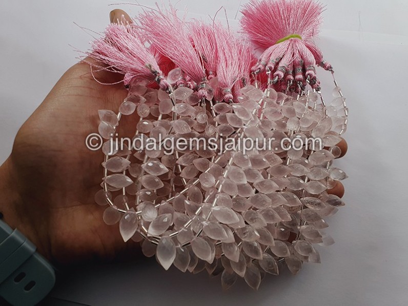 Rose Quartz Faceted Dew Drops Shape Beads