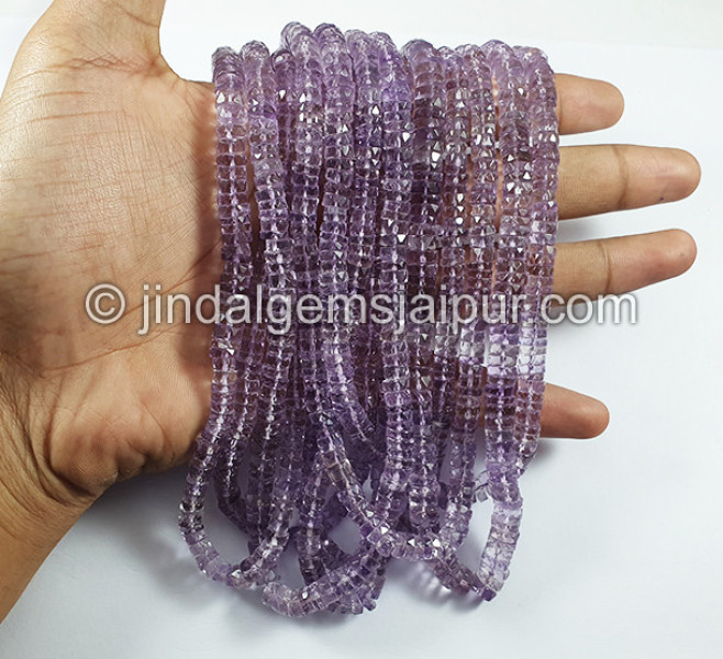 Pink Amethyst Faceted Tyre Shape Beads