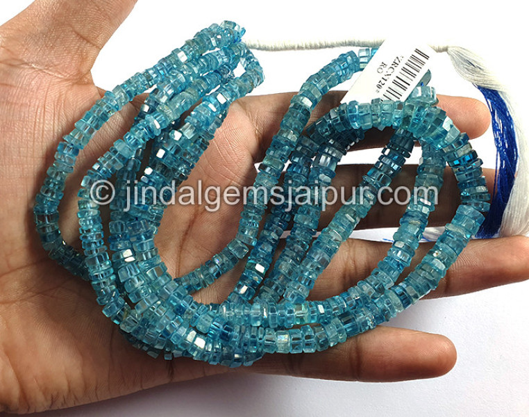 Blue Zircon Faceted Bolt Shape Beads