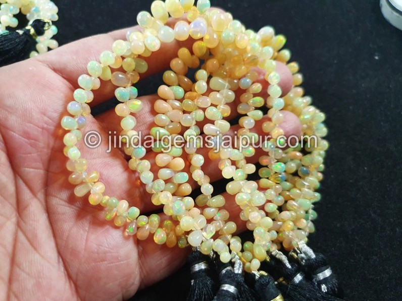 Orange Ethiopian Opal Smooth Drops Beads