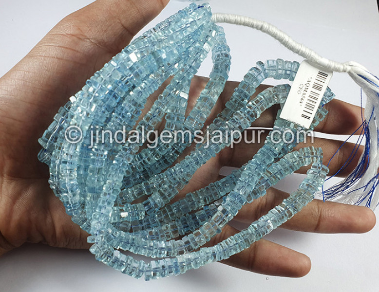 Aquamarine Step Cut Bolt Shape Beads