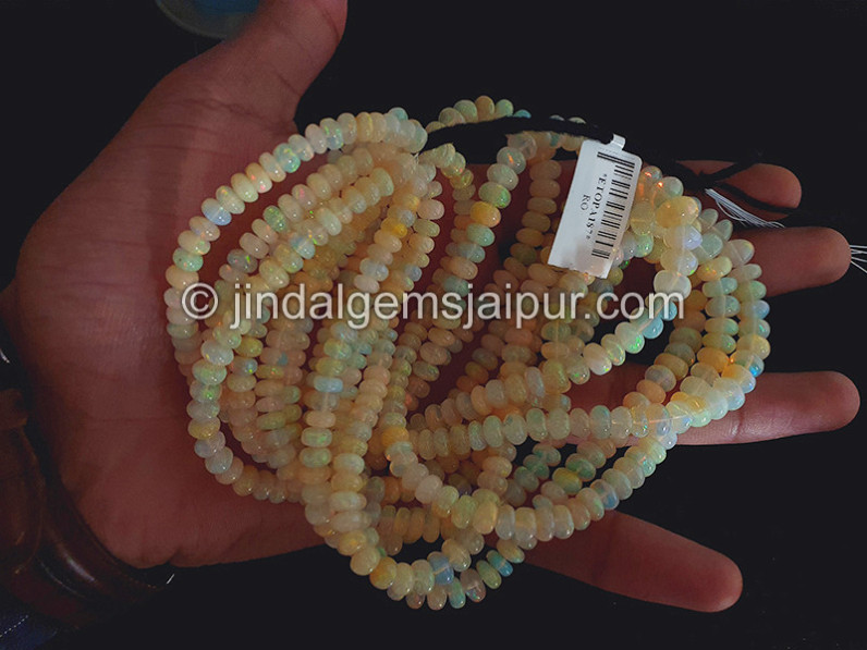 Yellow Ethiopian Opal Smooth Big Roundelle Shape Beads