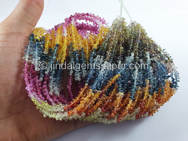 Multi Sapphire Faceted Drops Shape Beads