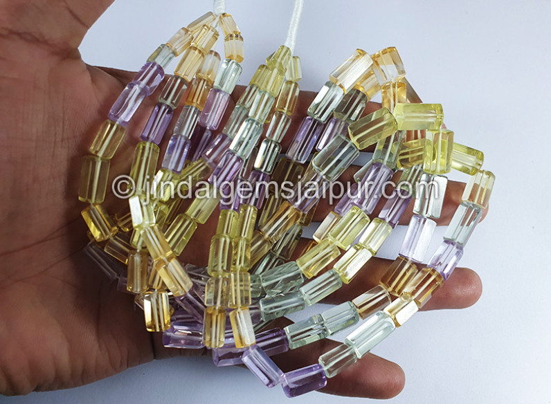 Multi Stone Step Cut Pipe Shape Beads