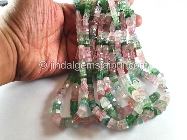 Afghan Tourmaline Step Cut Roundelle Beads