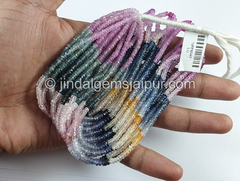 Multi Sapphire Faceted Roundelle Shape Beads