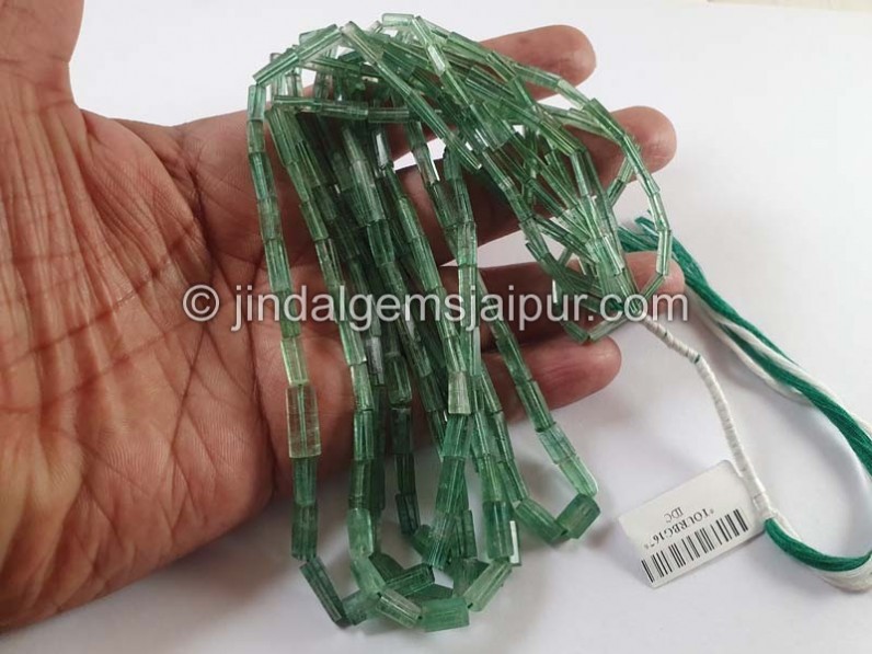 Green Tourmaline Faceted Pipe Beads