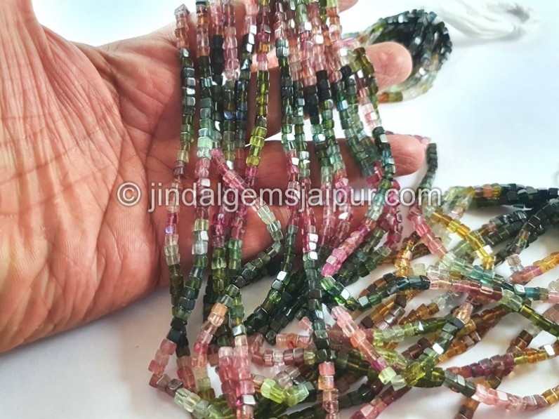 Tourmaline Smooth Cube Beads
