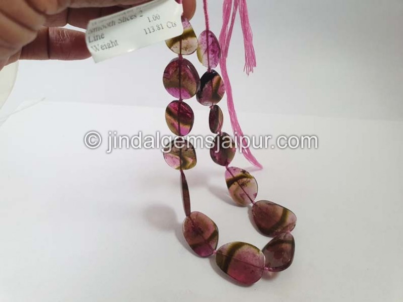 Watermelon Tourmaline Smooth Slices Beads