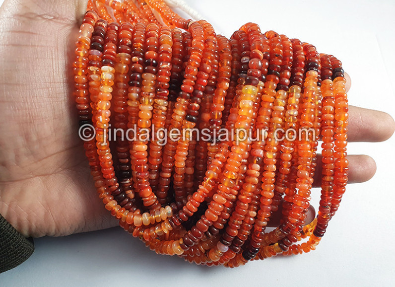 Fire Opal Smooth Roundelle Shape Beads