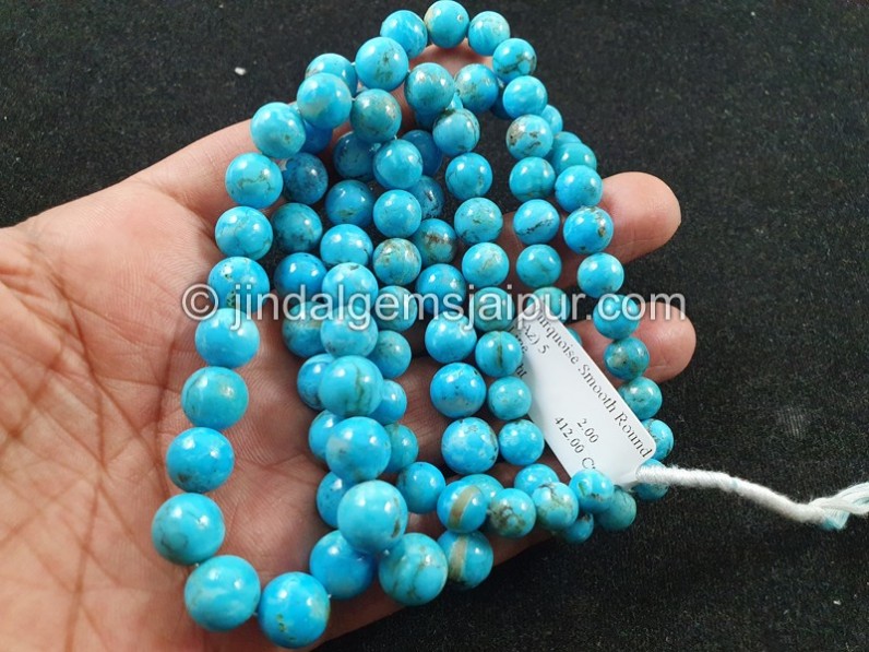Sleeping Beauty Turquoise Far Smooth Round Beads