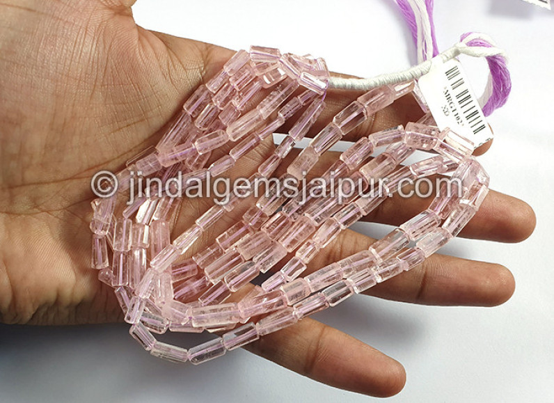 Pink Morganite Step Cut Pipe Shape Beads