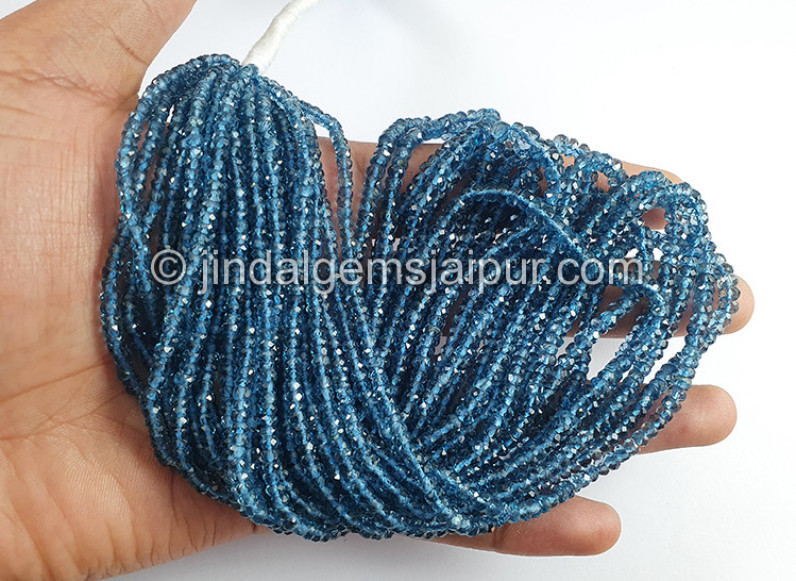 London Blue Topaz Faceted Roundelle Shape Beads
