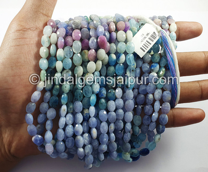 Hackmanite Shaded Faceted Oval Shape Beads