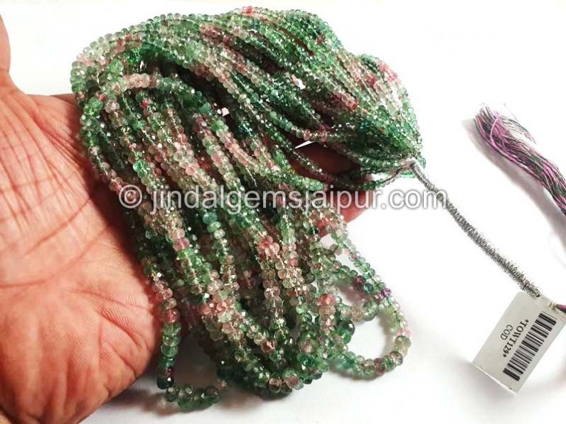 Watermelon Tourmaline Faceted Roundelle Shape Beads