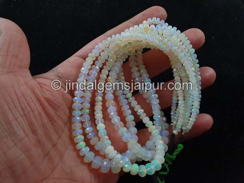 White Ethiopian Opal Far Faceted Roundelle Beads